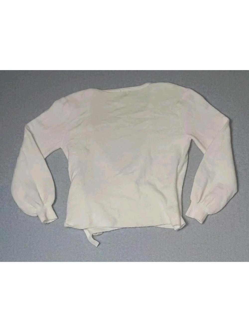 A New Day Wool Blend Bishop Sleeve Wrap Sweater Womens Size XL White Soft - Picture 8 of 10